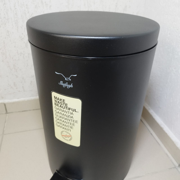 Контейнер для мусора с педалью 20 л. Shafagh / Мусорное ведро, нержавеющая сталь, черное матовое покрытие
